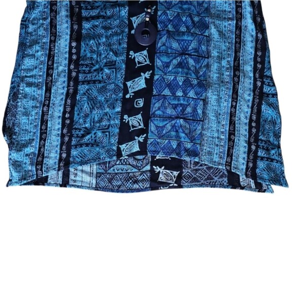 Karin Stevens Vintage Blue Batik Print Sleeveless Blouse Sz 18 Indie Boho Hippie - Picture 8 of 16
